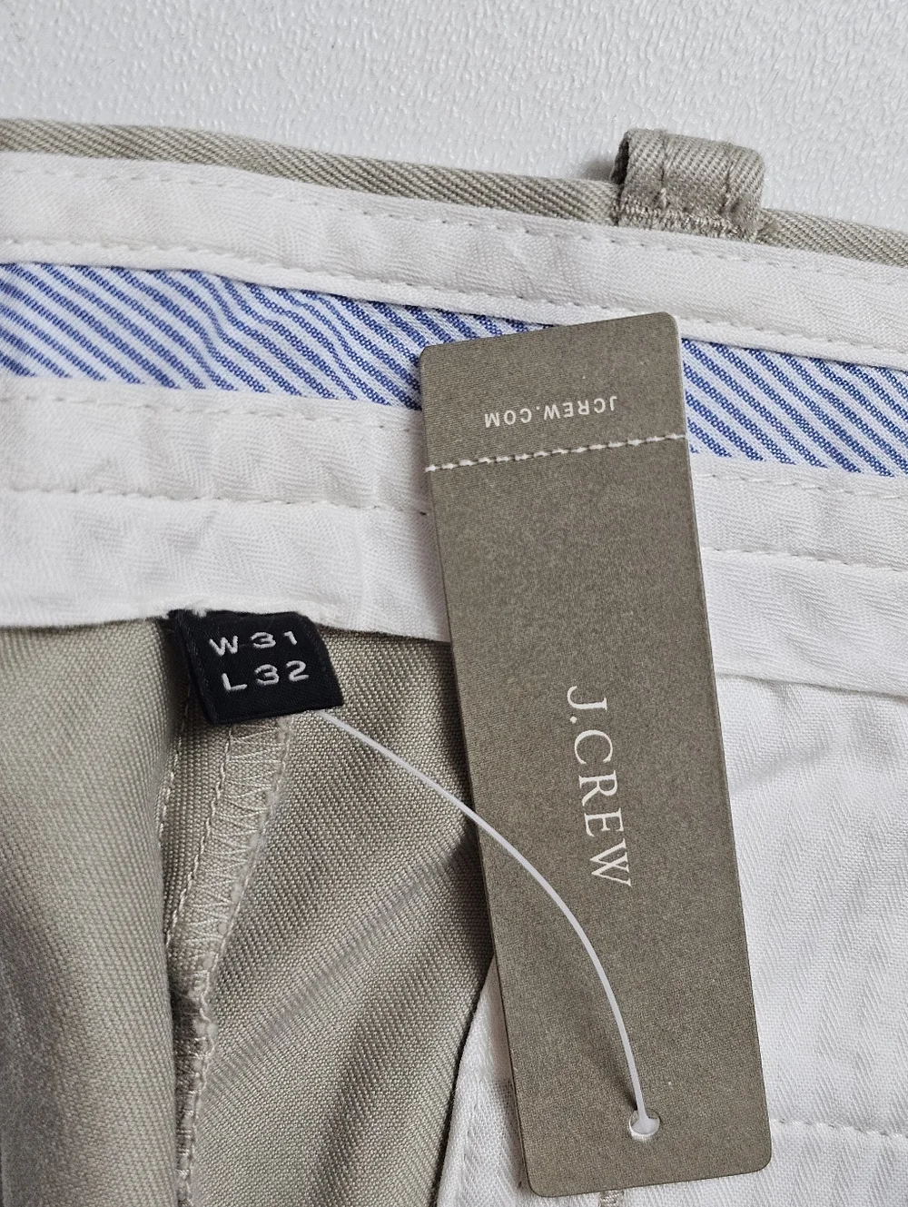 J.Crew Essential 484 Slim Fit Khaki Chino Pants Men 32x31 Cotton NWT Khaki Beige